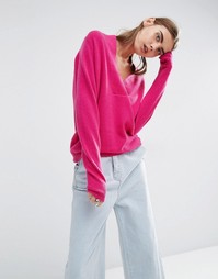 Джемпер из 100% кашемира с глубоким v-образным вырезом ASOS WHITE - Розовый