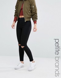 Зауженные джинсы с рваными коленями Miss Selfridge Petite - Черный