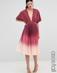 Платье-туника миди с плиссировкой и эффектом омбре ASOS TALL - Мульти