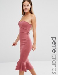 Облегающее платье миди с оборкой по краю Boohoo Petite - Розовый