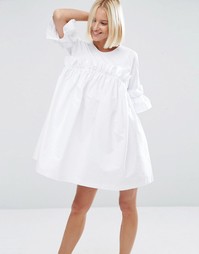 Платье с рюшами ASOS WHITE - Белый