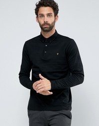 Черная футболка-поло слим с длинными рукавами Farah - Черный