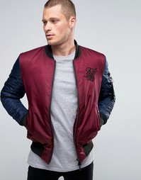 Куртка-пилот с контрастными рукавами SikSilk - Красный