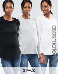 3 лонгслива с круглым вырезом ASOS Maternity СКИДКА 20 - Мульти