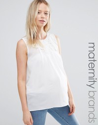 Топ для кормящих мам с отделкой кроше по вороту Mamalicious - Белый Mama.Licious