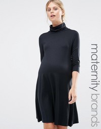Приталенное платье-водолазка Mamalicious - Черный Mama.Licious