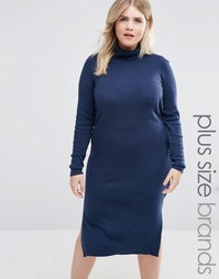 Трикотажное платье с отворачивающимся воротником Junarose - Темно-синий