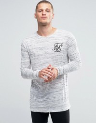 Меланжевый лонгслив с асимметричной кромкой SikSilk - Белый