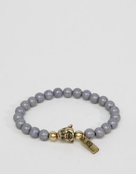 Серый браслет из бусин Icon Brand Buddha - Золотой