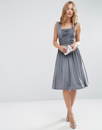 Платье миди со сборками ASOS WEDDING - Серый
