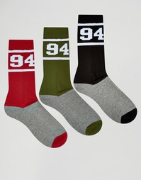 Комплект из 3 пар спортивных носков D-Struct - Красный