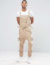 Бежевый комбинезон с заниженным шаговым швом и ремешками ASOS - Stone