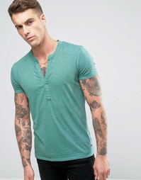 Scotch and Soda Buttonless Grandad T-Shirt - Зеленый