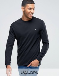 Черный лонгслив в рубчик Jack Wills - Черный