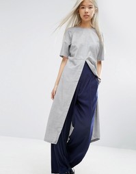 Удлиненный топ с разрезом спереди ASOS WHITE - Серый