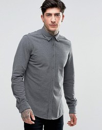 Темно-серая меланжевая рубашка из эластичного пике Scotch &amp; Soda - Серый
