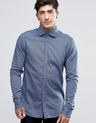 Темно-синяя меланжевая рубашка слим в тонкую полоску Scotch &amp; Soda - Темно-синий