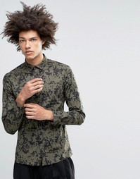 Зеленая камуфляжная рубашка суперузкого кроя ASOS - Зеленый