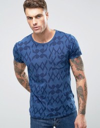 Футболка цвета индиго с принтом Scotch and Soda - Темно-синий