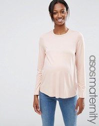 Топ для беременных с круглым вырезом и длинными рукавами ASOS Maternity - Розовый
