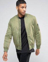 Куртка-пилот цвета хаки с карманом MA1 ASOS - Зеленый