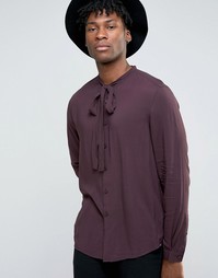 Сливовая вискозная рубашка классического кроя с бантом ASOS - Фиолетовый