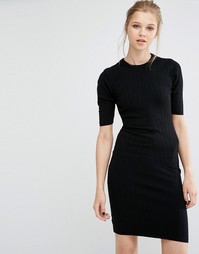 Облегающее трикотажное платье в рубчик Y.A.S Boni - Черный