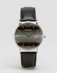 Черные часы с кожаным ремешком и серебристым корпусом Sekonda эксклюзивно для ASOS - Черный