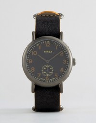 Большие черные часы с хронографом Timex Weekender - Черный