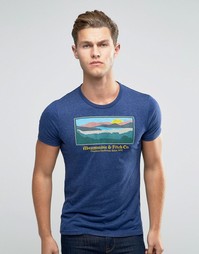 Темно-синяя футболка слим с принтом Abercrombie &amp; Fitch - Темно-синий