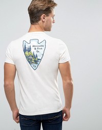 Кремовая футболка узкого кроя с принтом сзади Abercrombie &amp; Fitch - Кремовый