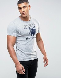 Серая футболка слим с вышивкой Abercrombie &amp; Fitch - Серый