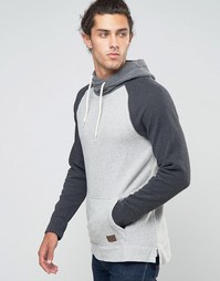 Светло-серый худи с контрастными рукавами реглан Hollister - Серый