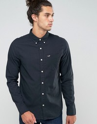 Черная оксфордская рубашка узкого кроя с логотипом Hollister - Черный
