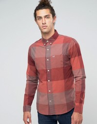 Бордовая рубашка узкого кроя из поплина в крупную клетку Hollister - Красный