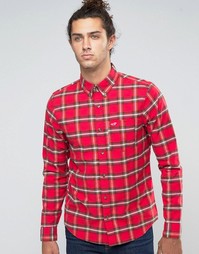 Оксфордская рубашка слим в красную клетку тартан Hollister - Красный