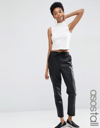 Джоггеры в кожаном стиле с завязкой ASOS TALL - Черный