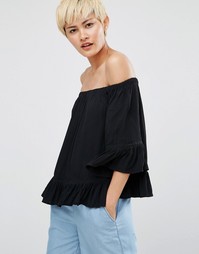 Блузка с открытыми плечами Minimum Gunta - Черный