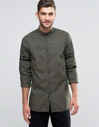 Удлиненная рубашка цвета хаки с полосками ASOS - Белый