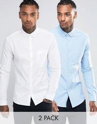 2 оксфордские рубашки (белая/голубая) ASOS - СКИДКА 12 - Мульти