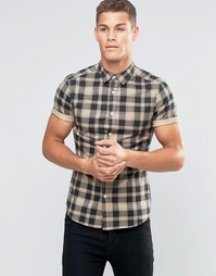 Клетчатая рубашка суперузкого кроя ASOS - Темно-синий