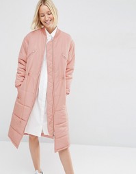 Стеганая длинная парка ASOS WHITE - Розовый