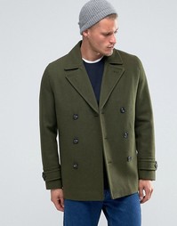 Полушерстяное пальто‑бушлат цвета хаки ASOS - Зеленый