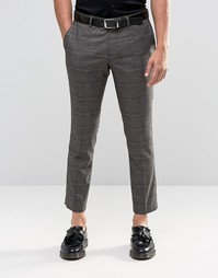 Укороченные эластичные брюки скинни в клетку Selected Homme - Коричневый