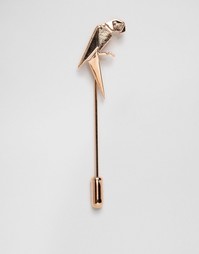 Булавка на лацкан с попугаем-оригами Simon Carter - Золотой