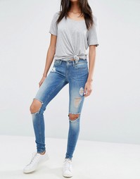 Зауженные джинсы с большими декоративными дырами Only Coral - Синий