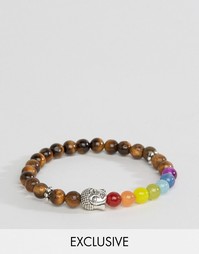 Браслет из бусин с подвеской Будда Reclaimed Vintage - Коричневый