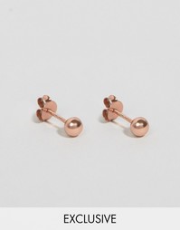 Серебряные серьги цвета розового золота с шариками и шипами Reclaimed Vintage - Золотой