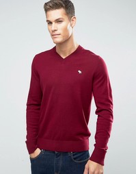 Красный джемпер с V-образным вырезом Abercrombie &amp; Fitch - Красный
