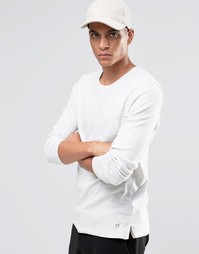 Меланжевый лонгслив с карманом Selected Homme - Белый